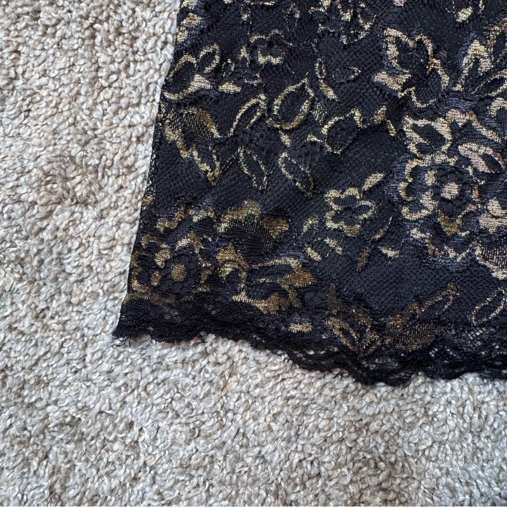 DVF DIANE Von FURSTENERG Nisha Lace Black Gold Lace Dress Size 2 - Picture 6 of 9